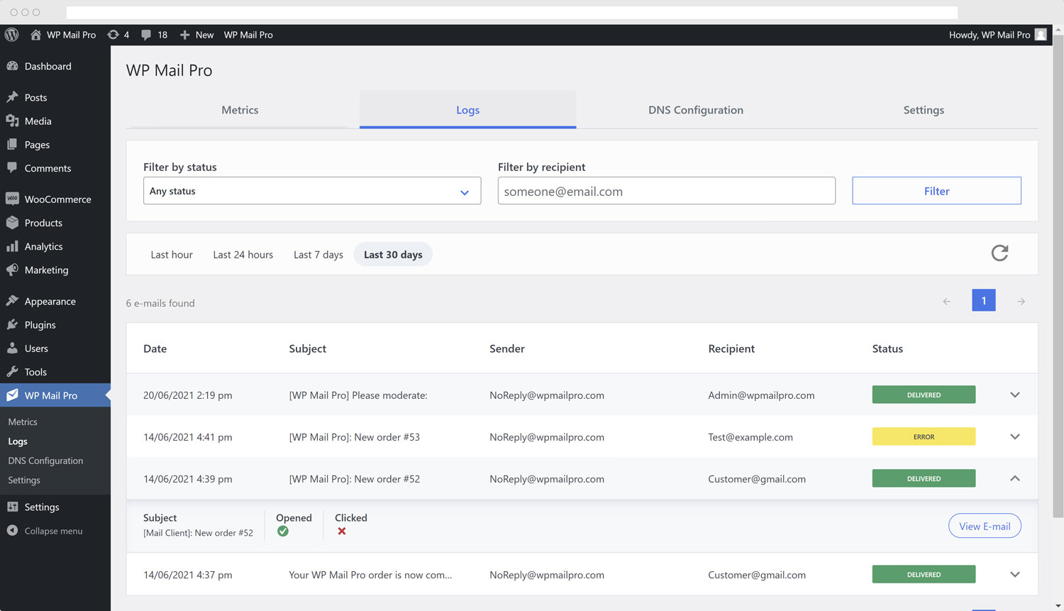 WP Mail Pro — WordPress plugin using SparkPost API